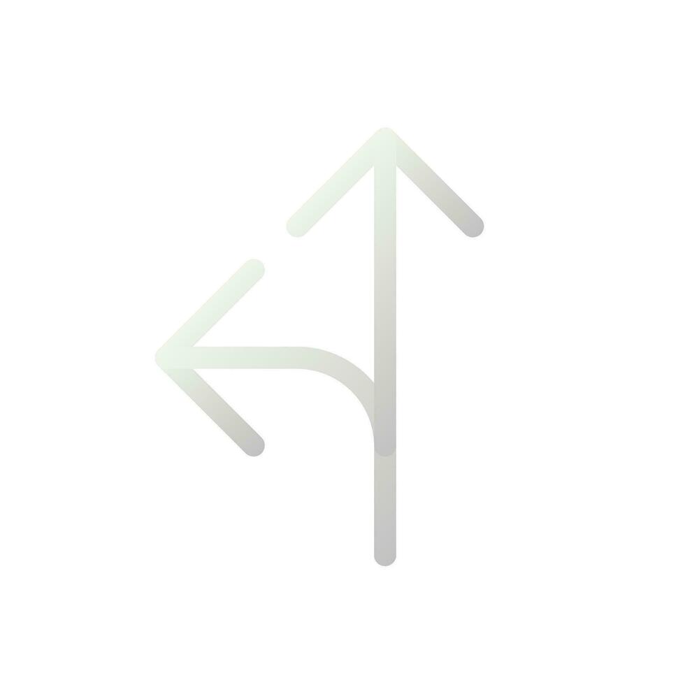 Straight and turn left traffic sign flat gradient two-color ui icon. Reach destination. Driving car. Simple filled pictogram. GUI, UX design for mobile application. Vector isolated RGB illustration