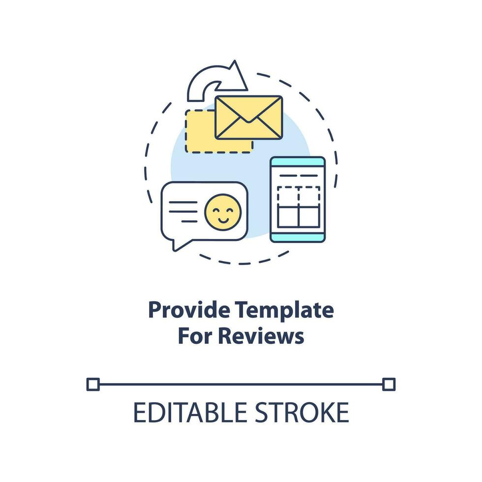 Provide template for reviews concept icon. Motivating clients to give feedback abstract idea thin line illustration. Isolated outline drawing. Editable stroke vector