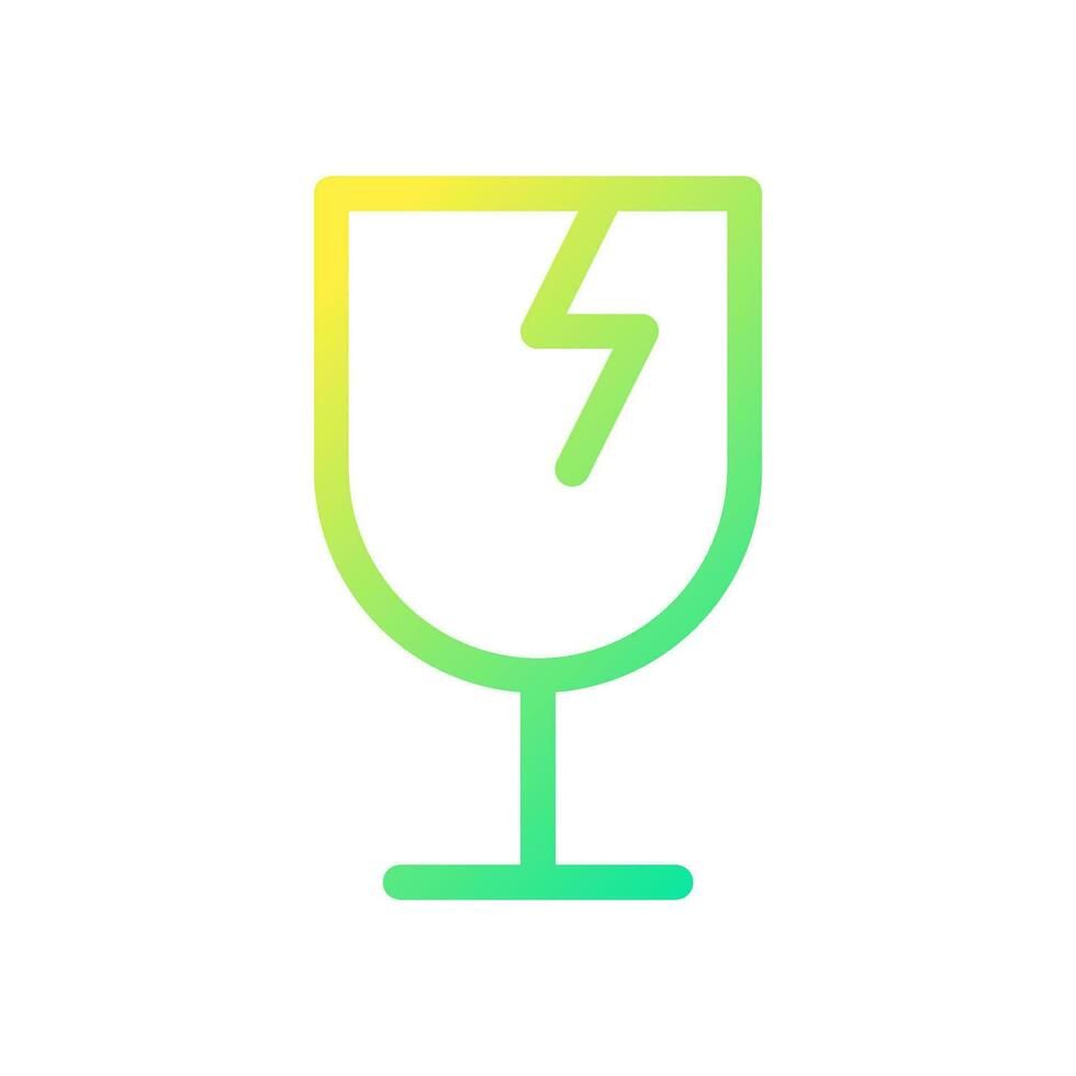 Broken wineglass pixel perfect gradient linear ui icon. Fragile package. Attention sign. Line color user interface symbol. Modern style pictogram. Vector isolated outline illustration