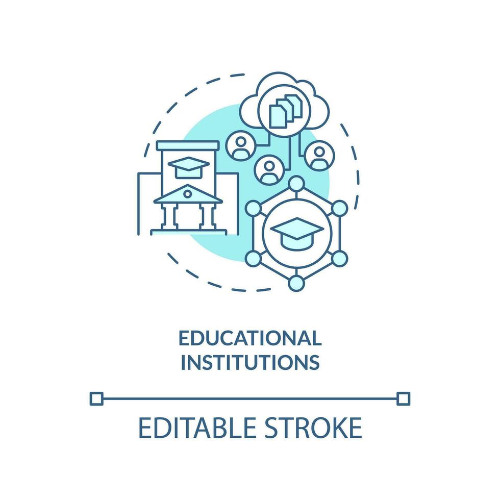 Educational institutions turquoise concept icon. Version control system industry abstract idea thin line illustration. Isolated outline drawing. Editable stroke vector