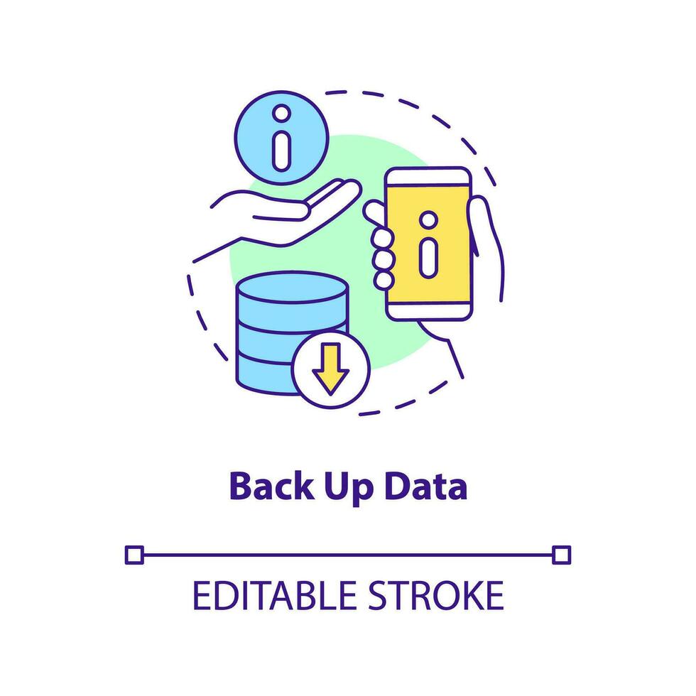 Back up data concept icon. Creating copy of information. Storage database. Security abstract idea thin line illustration. Isolated outline drawing. Editable stroke vector