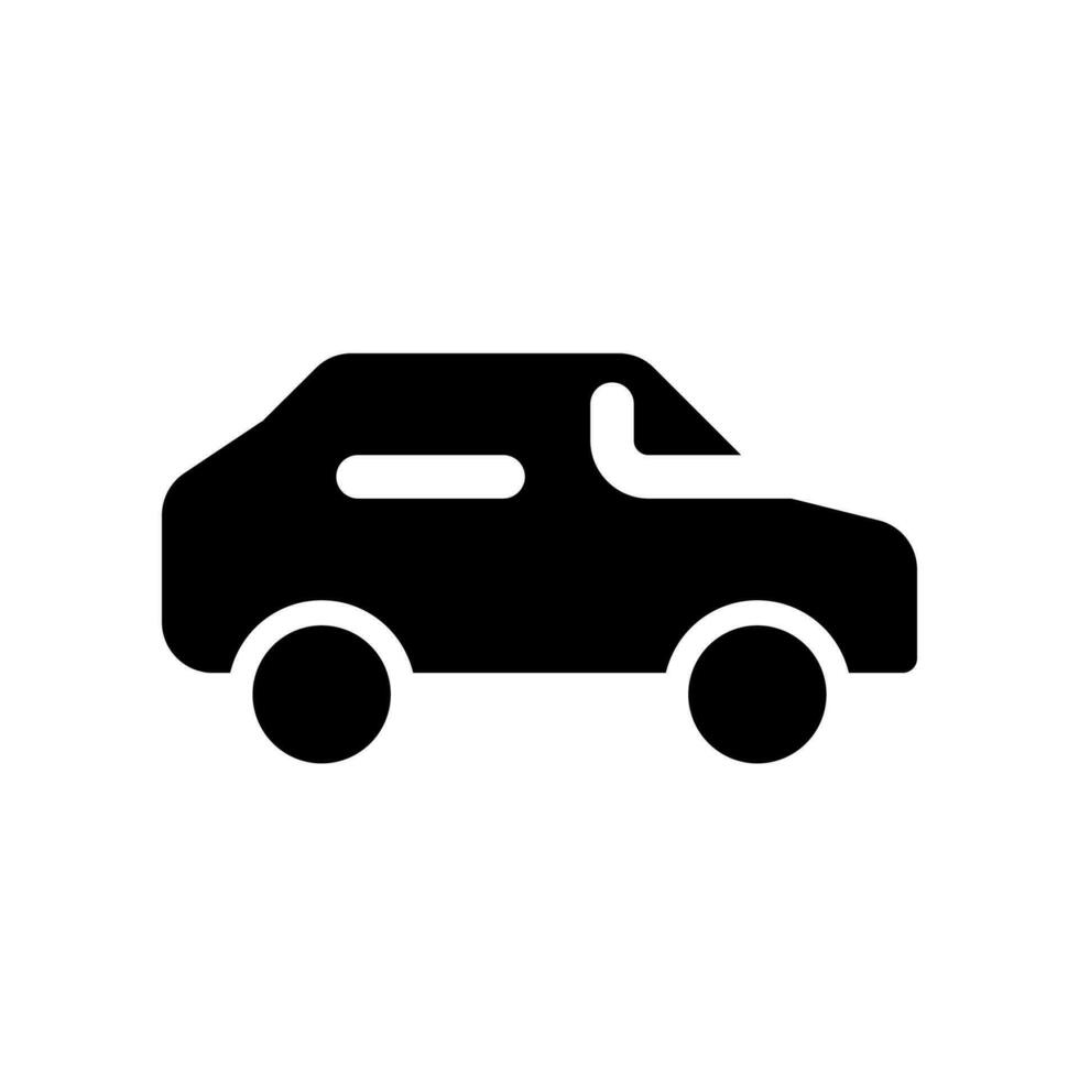 automóvil negro glifo ui icono. conducción coche. pasajero vehículo. transporte. usuario interfaz diseño. silueta símbolo en blanco espacio. sólido pictograma para web, móvil. aislado vector ilustración