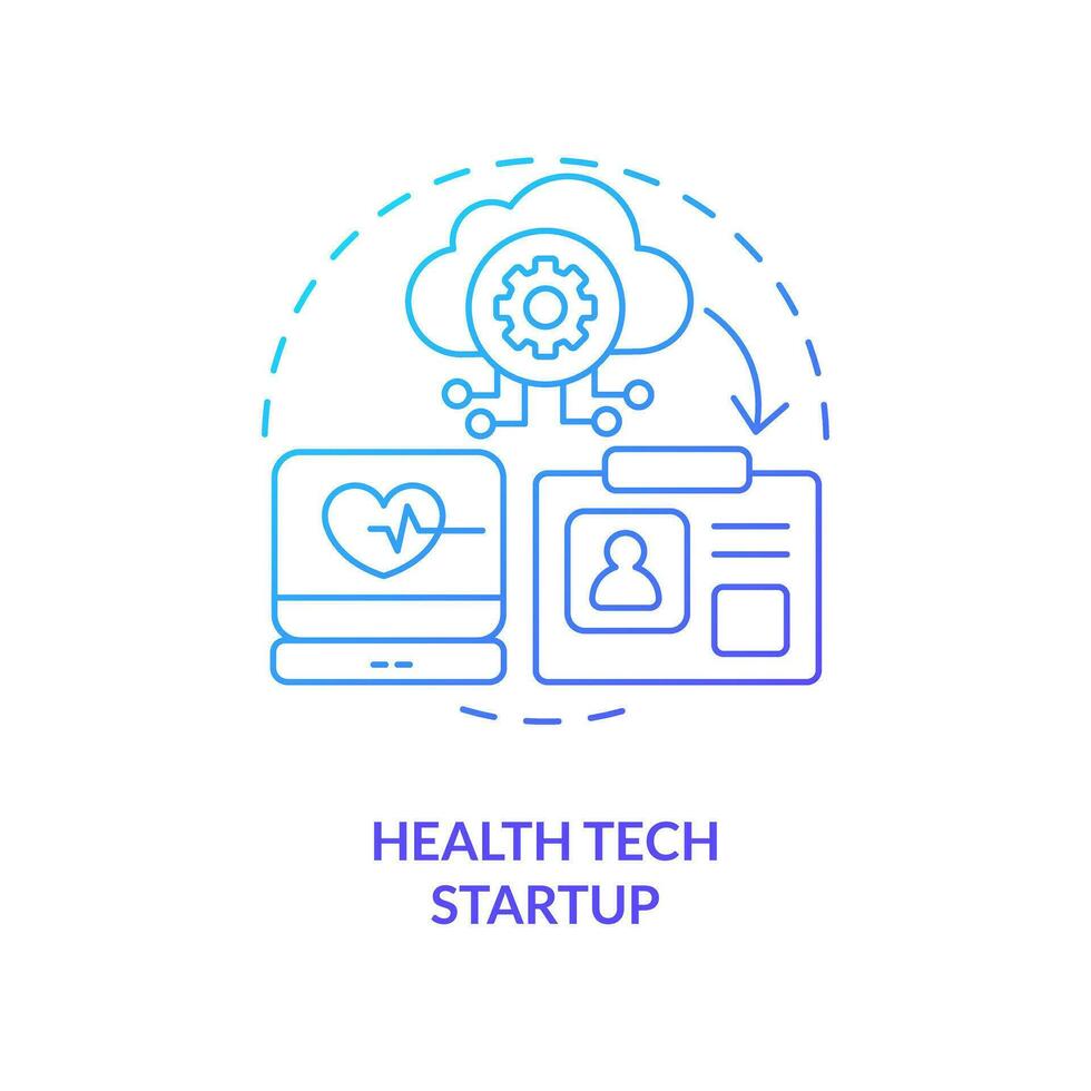 Health tech startup blue gradient concept icon. Medical services. Best foundation industry abstract idea thin line illustration. Isolated outline drawing vector
