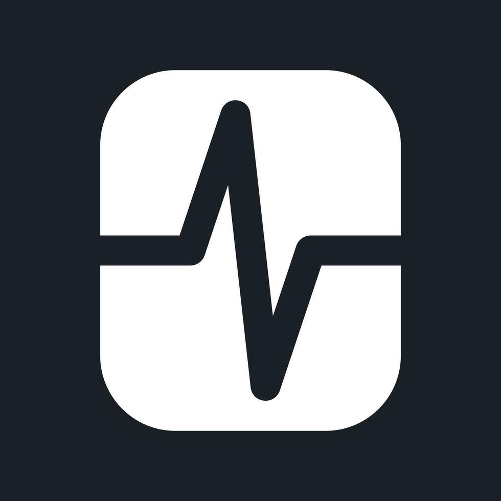 Heartbeat animation effect white pixel perfect solid ui icon. Video editing feature. Silhouette symbol for dark mode. Glyph pictogram on black space for web, mobile. Vector isolated image