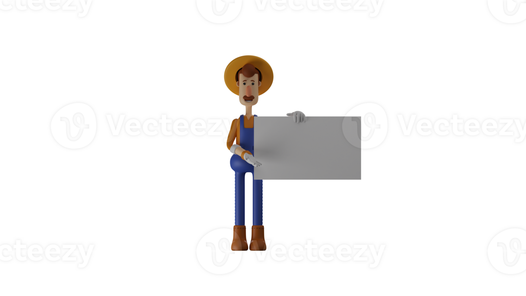 3D illustration. Handsome Farmer 3D cartoon character. Farmer stood up