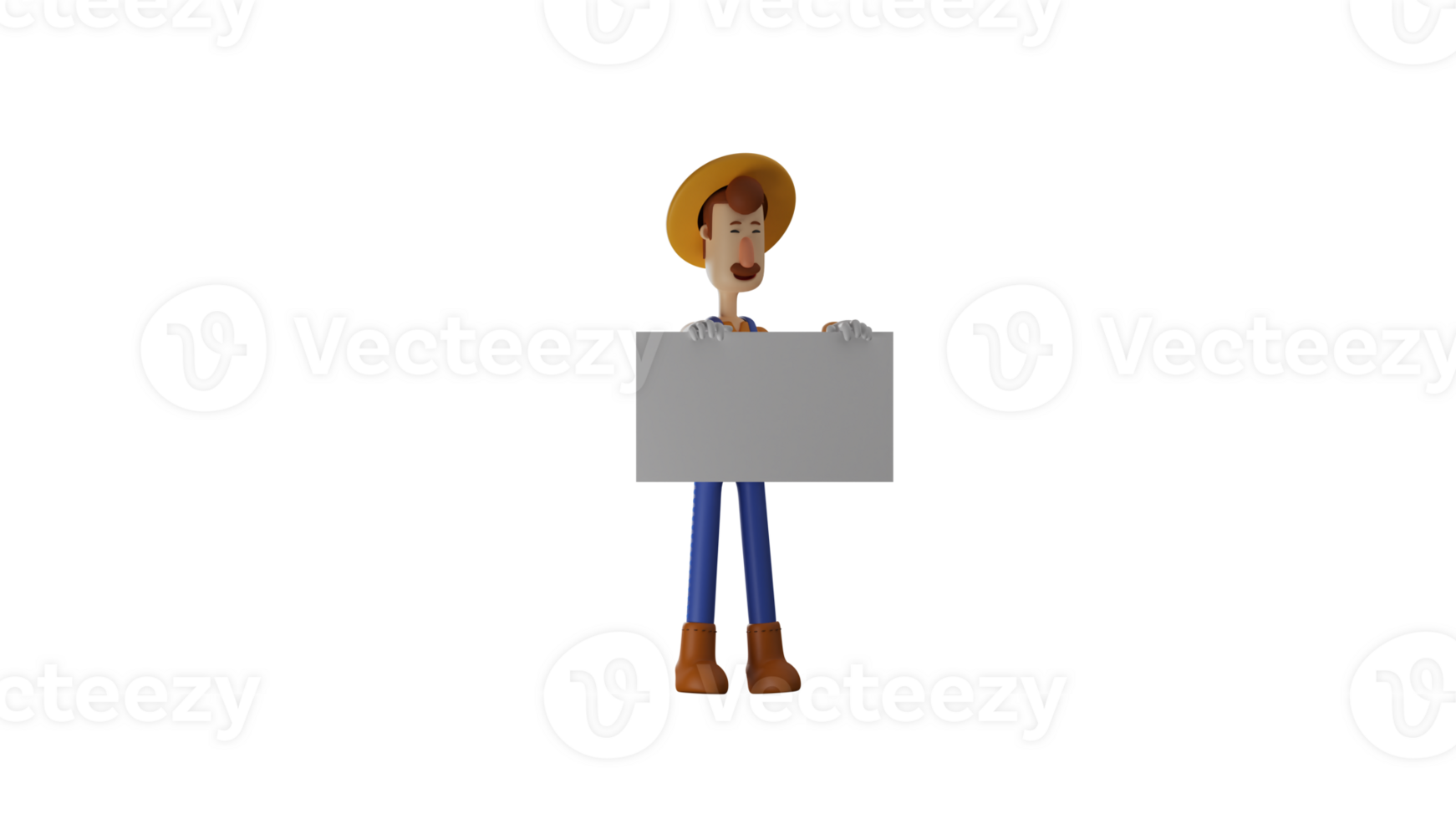 3D illustration. Smart Farmer 3D cartoon character. Farmer want to explain something using the white paper he brought. The farmer showed his sweet smile. 3D cartoon character png