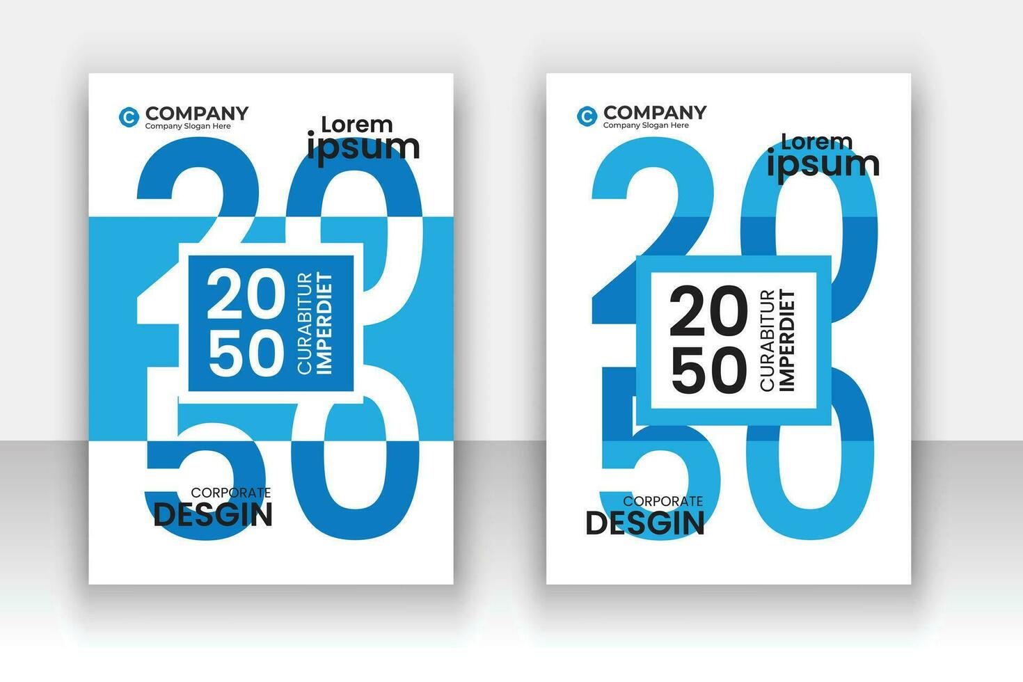 Corporate modern annual report book cover template set. vector