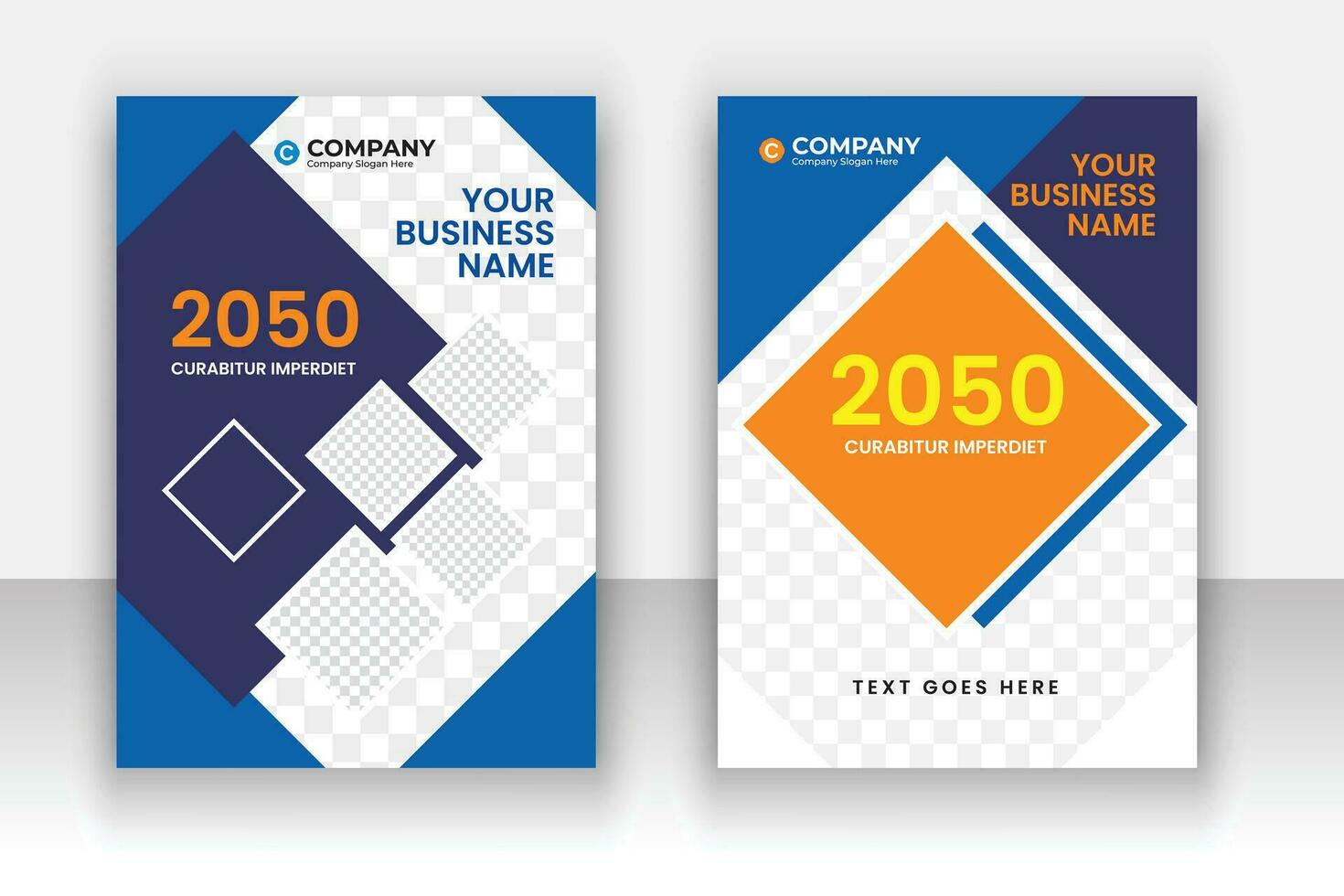 Corporate modern annual report book cover template set. vector