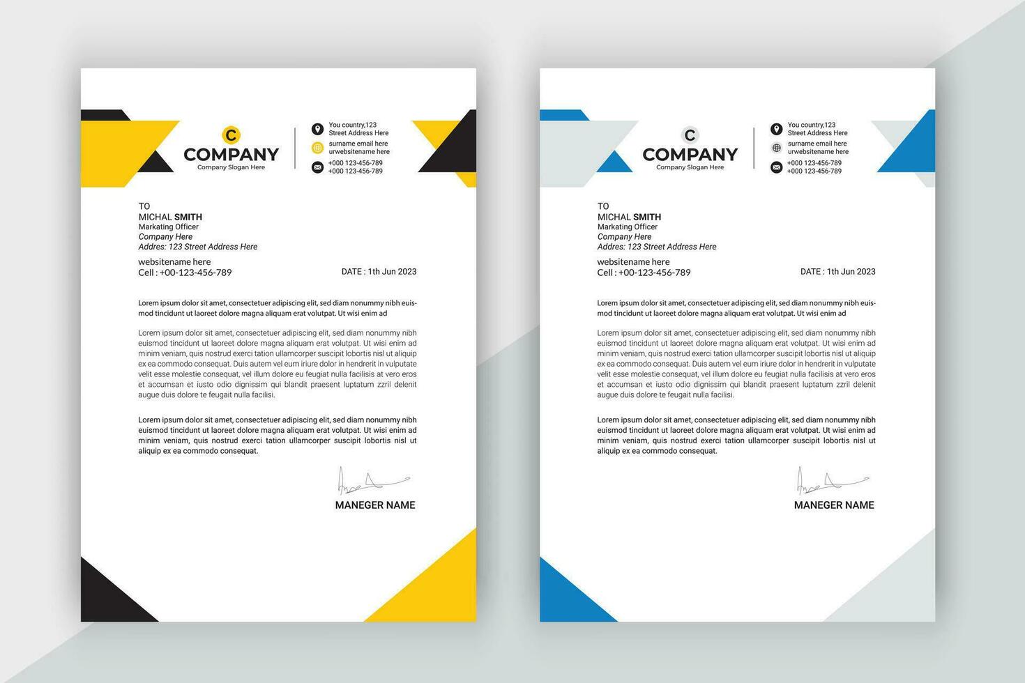 Professional business letterhead template design. vector
