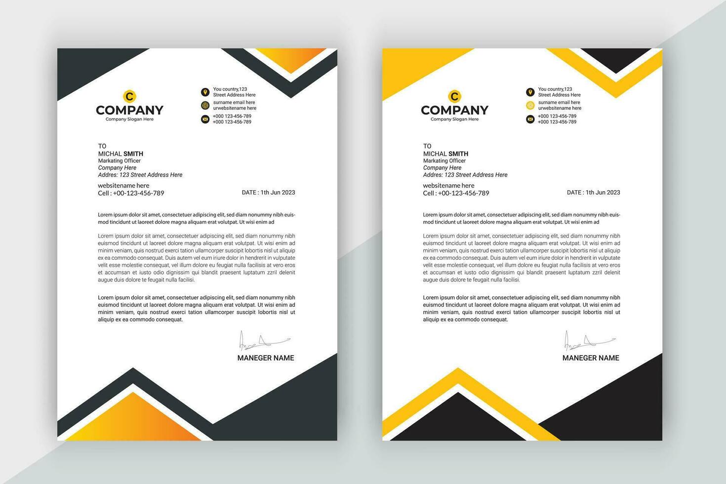 Minimal business letterhead template in a4. vector