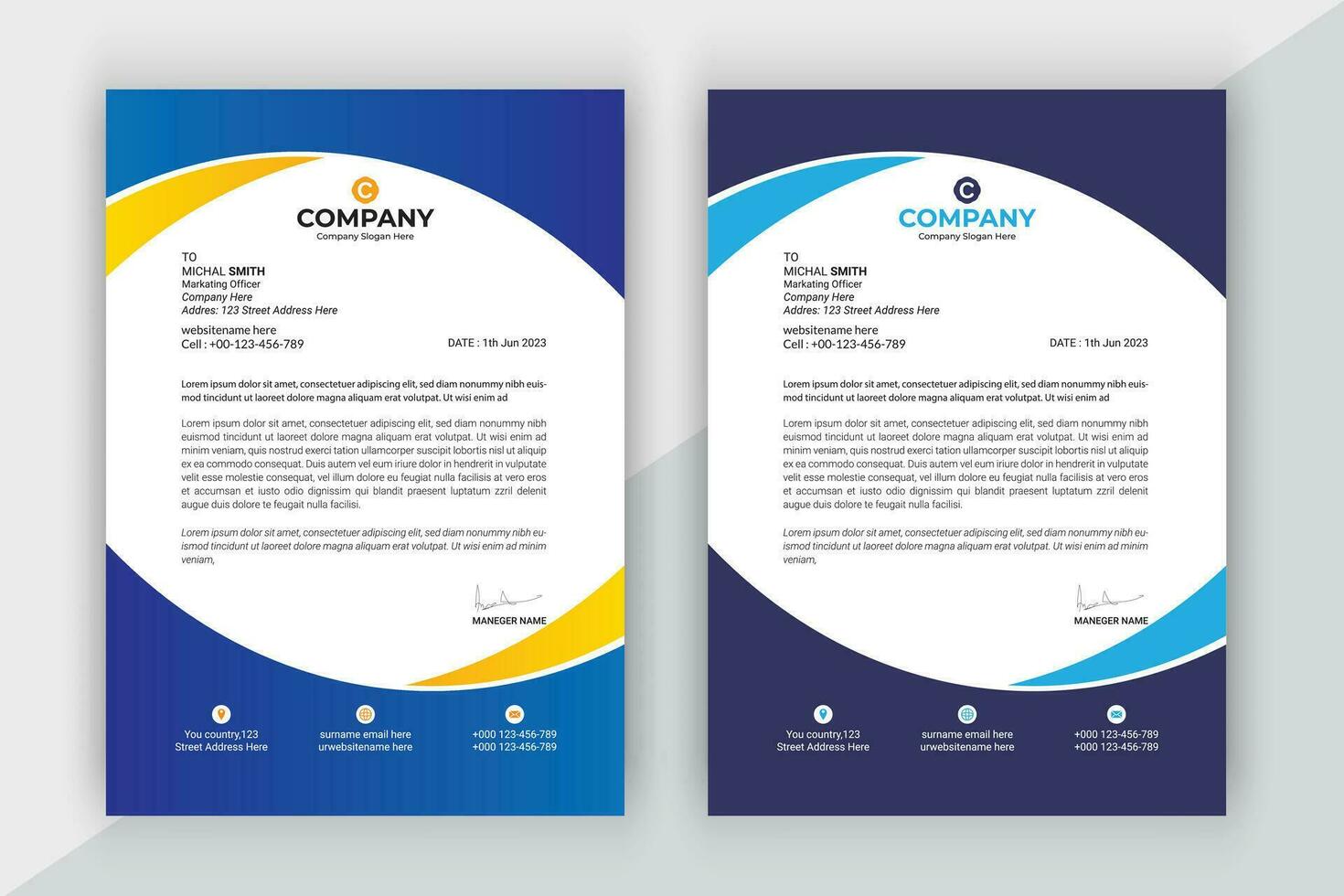 Modern company business letterhead template in a4. vector