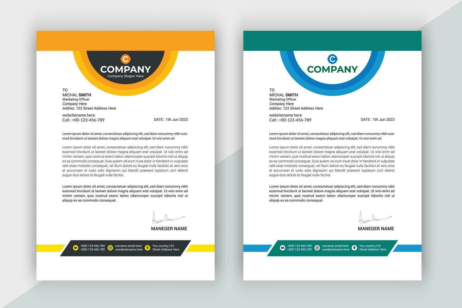 Professional business letterhead template design. vector