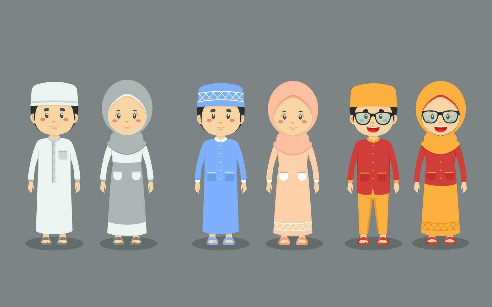 A Set Couple Character with Muslim Outfit vector