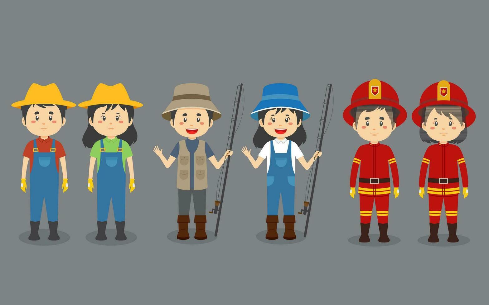 A Set Couple Character with Different Profession vector