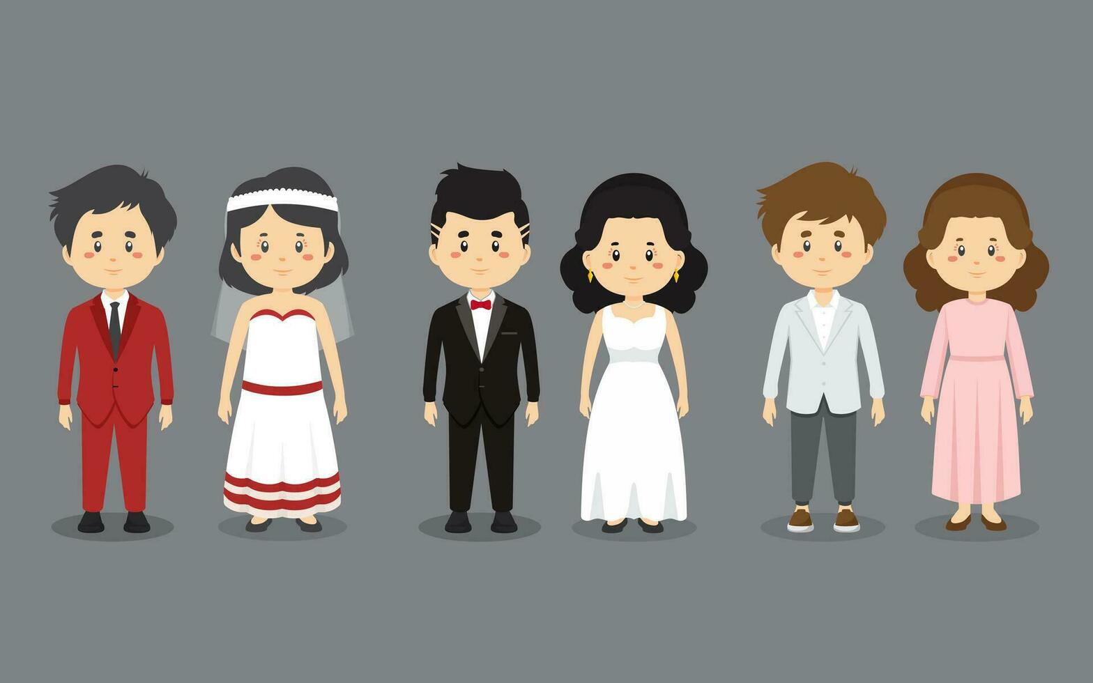 A Set Couple Character with Wedding Outfit vector