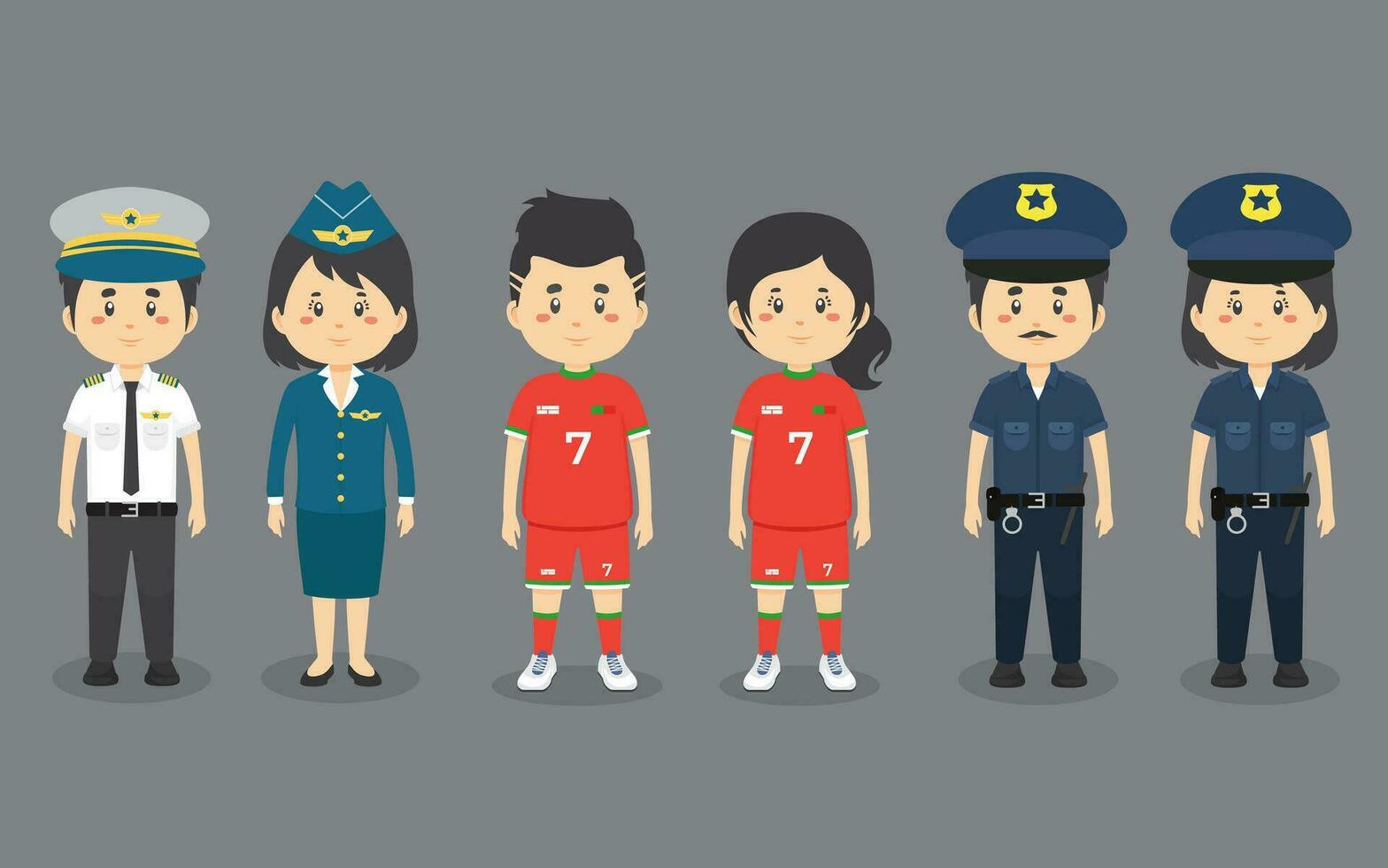 A Set Couple Character with Different Profession vector