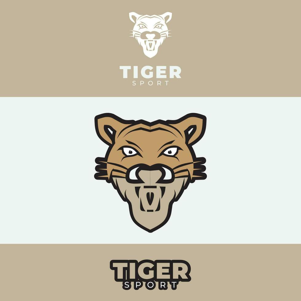 deporte logo diseño, con un Tigre cabeza icono vector