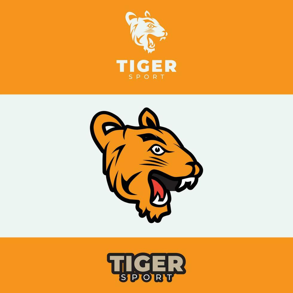 deporte logo diseño, con un Tigre cabeza icono vector