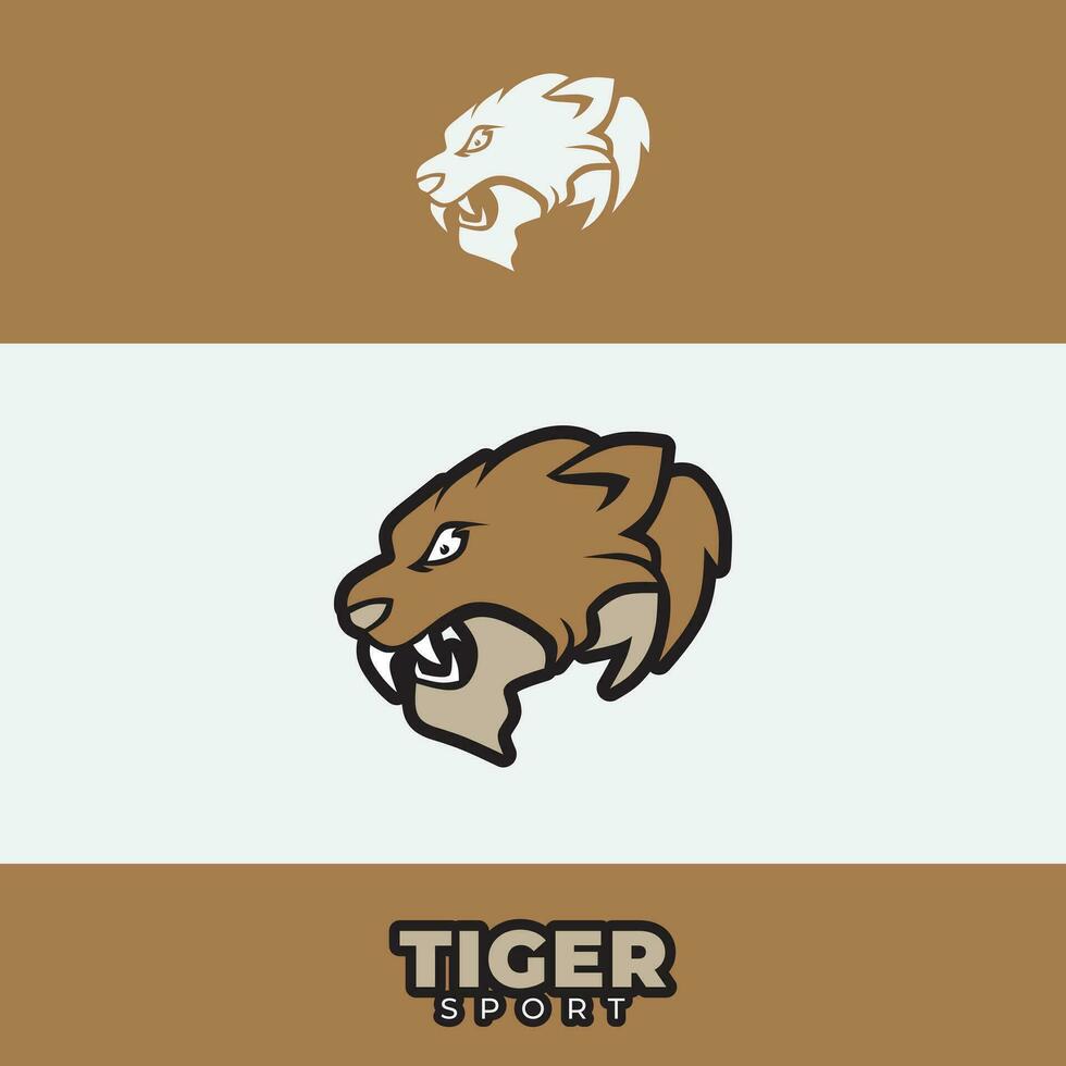 deporte logo diseño, con un Tigre cabeza icono vector