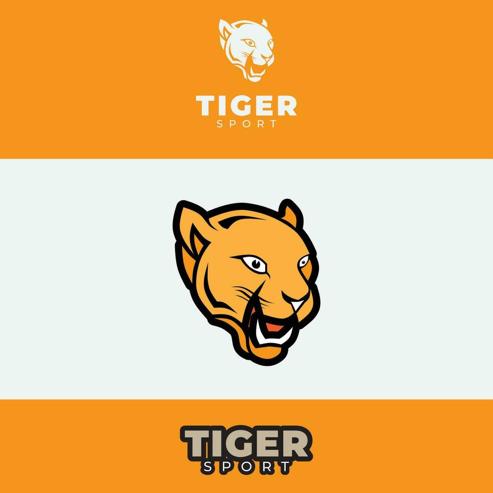 deporte logo diseño, con un Tigre cabeza icono vector