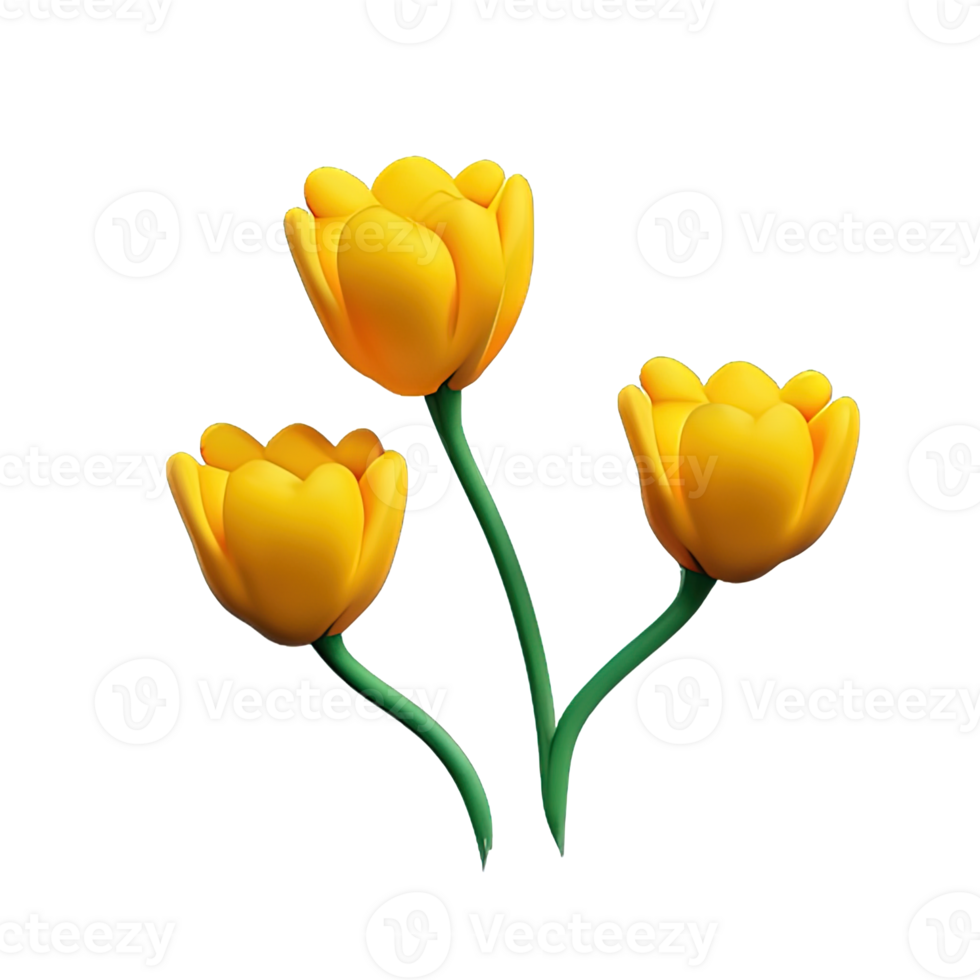 3d yellow flower png