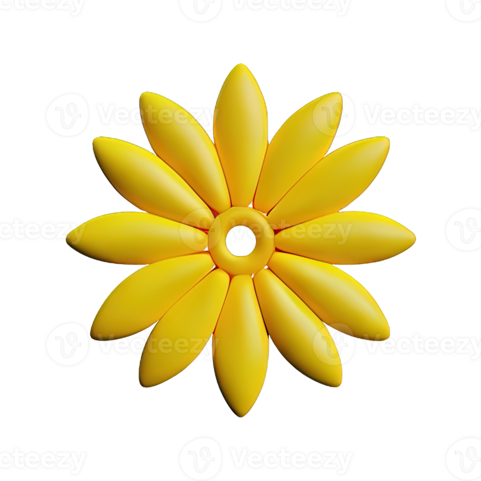 3d yellow flower png
