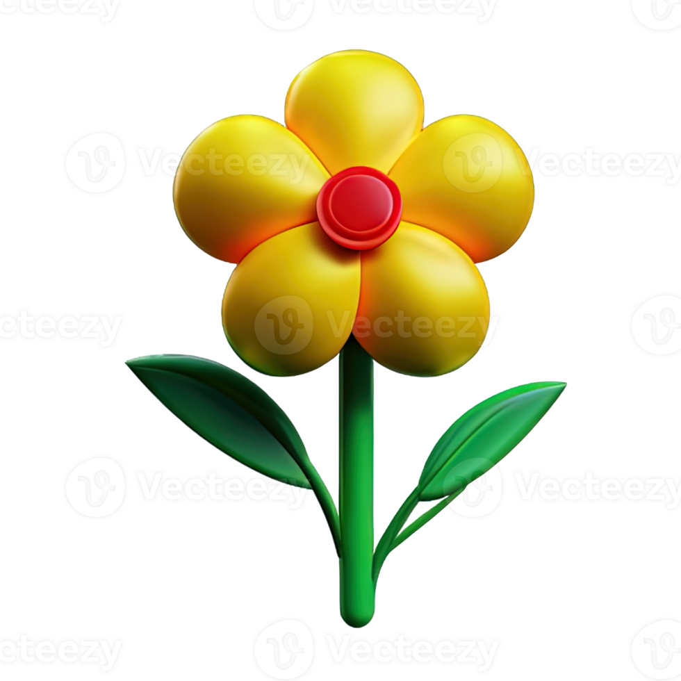 3d yellow flower png