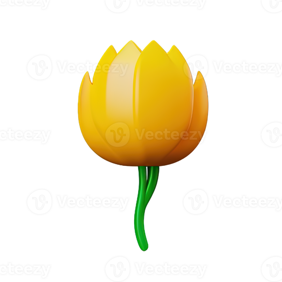 3d yellow flower png