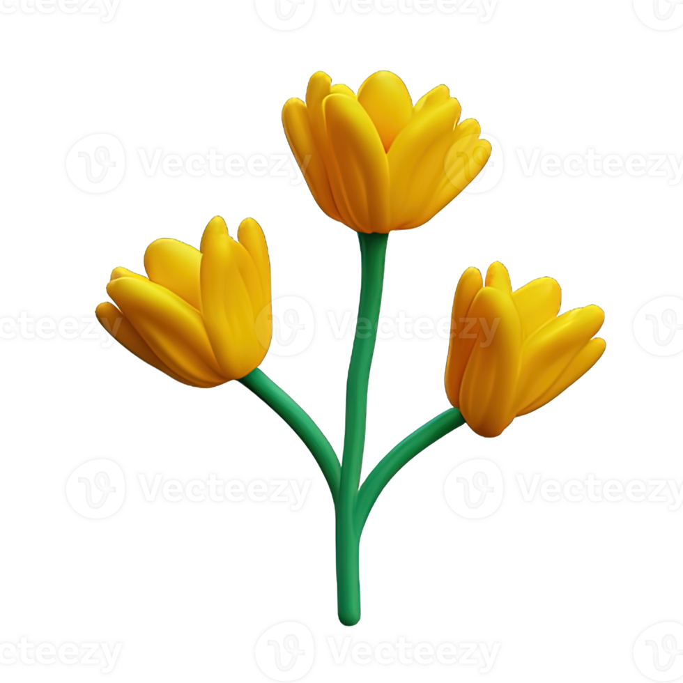 3d yellow flower png