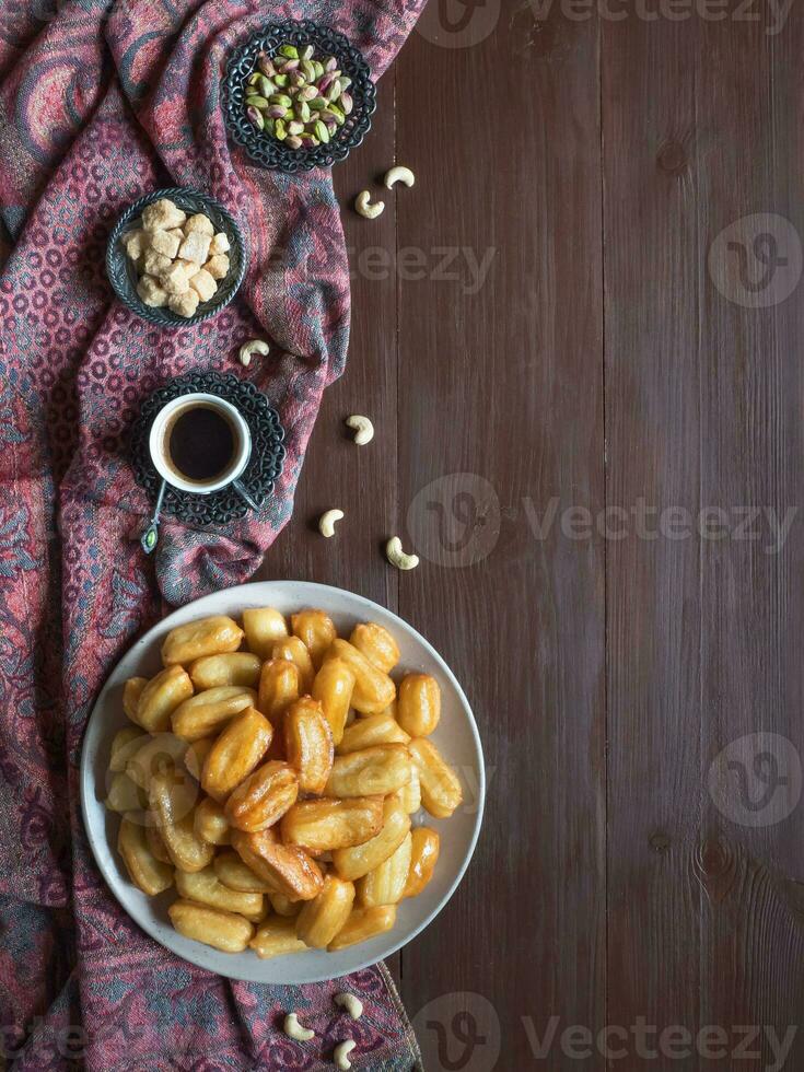 Arabic sweets on a large plate. Ramadan sweets photo