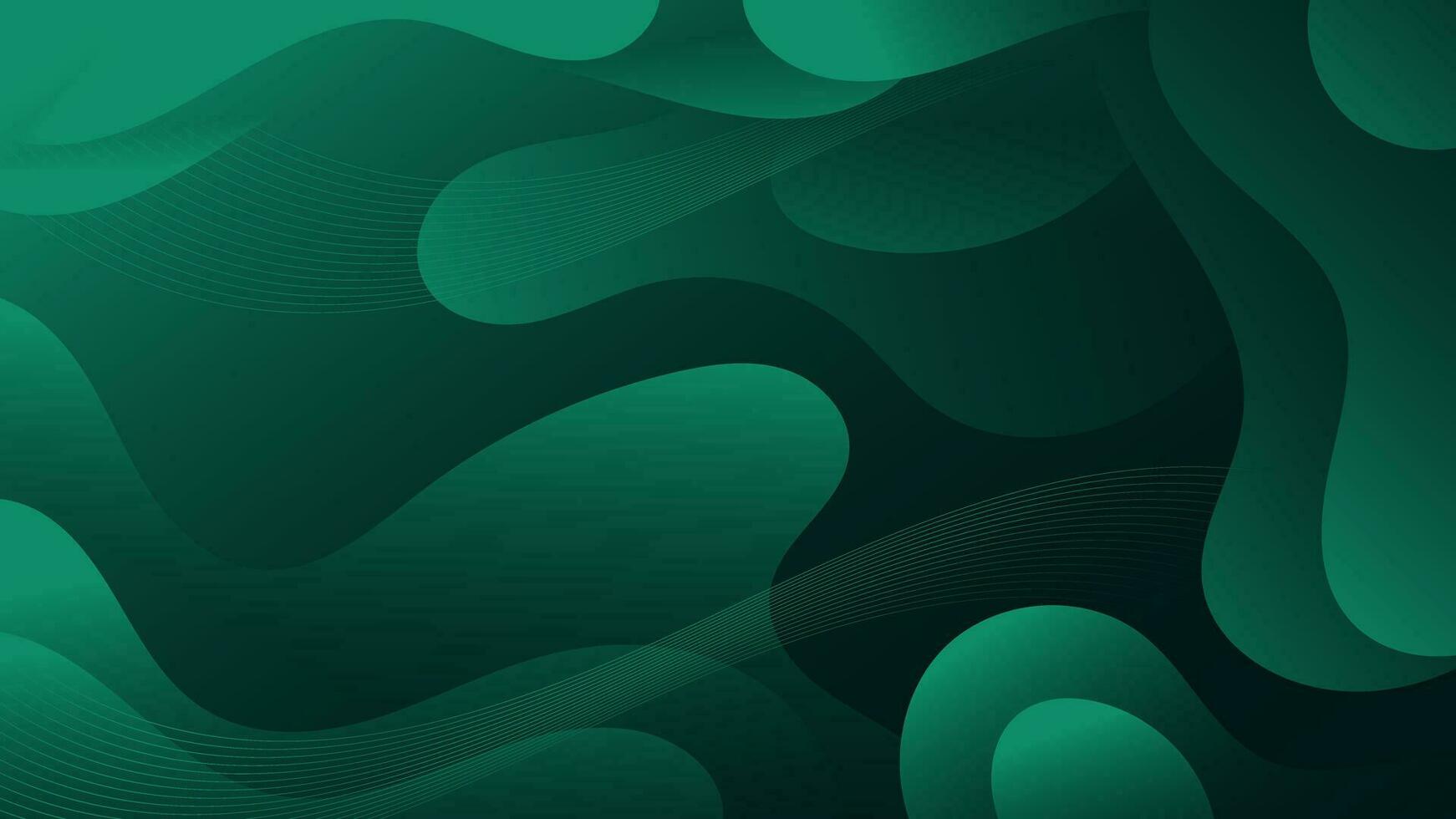 Abstract Gradient dark green liquid Wave Background vector