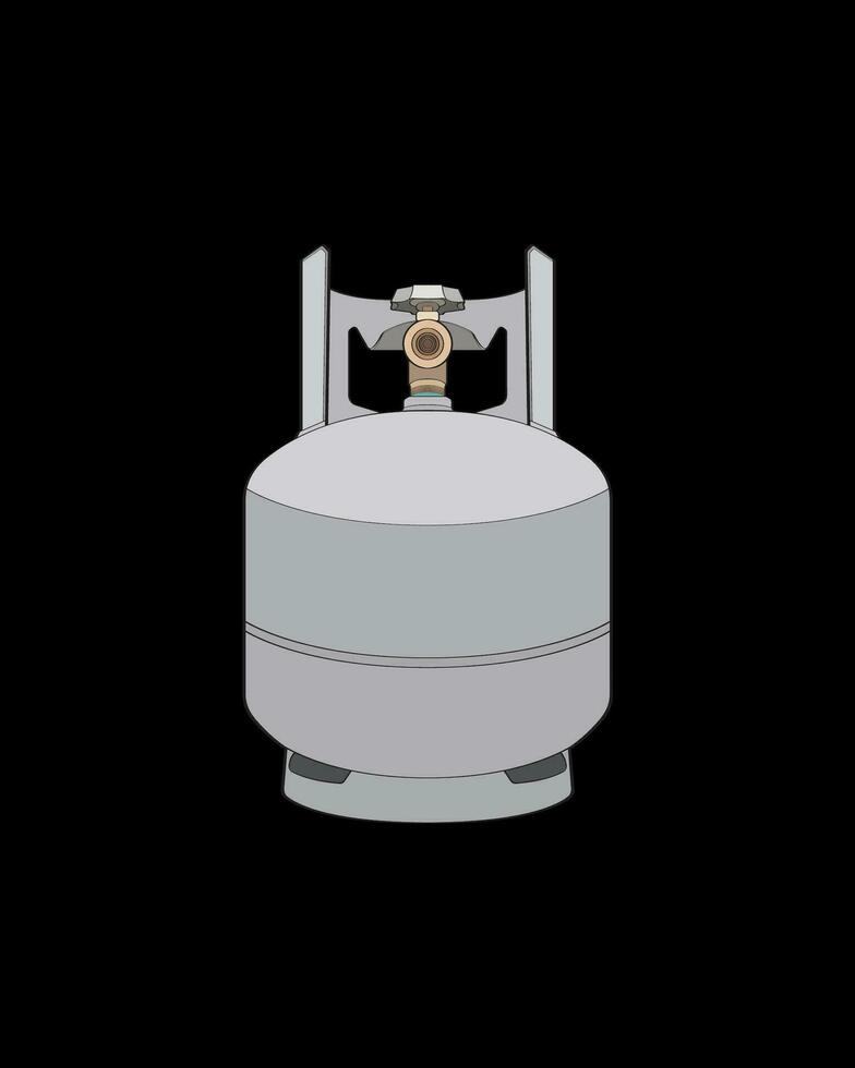 Industrial gas cylinders vector. Vector of industrial gas cylinders icon design isolated on black background.