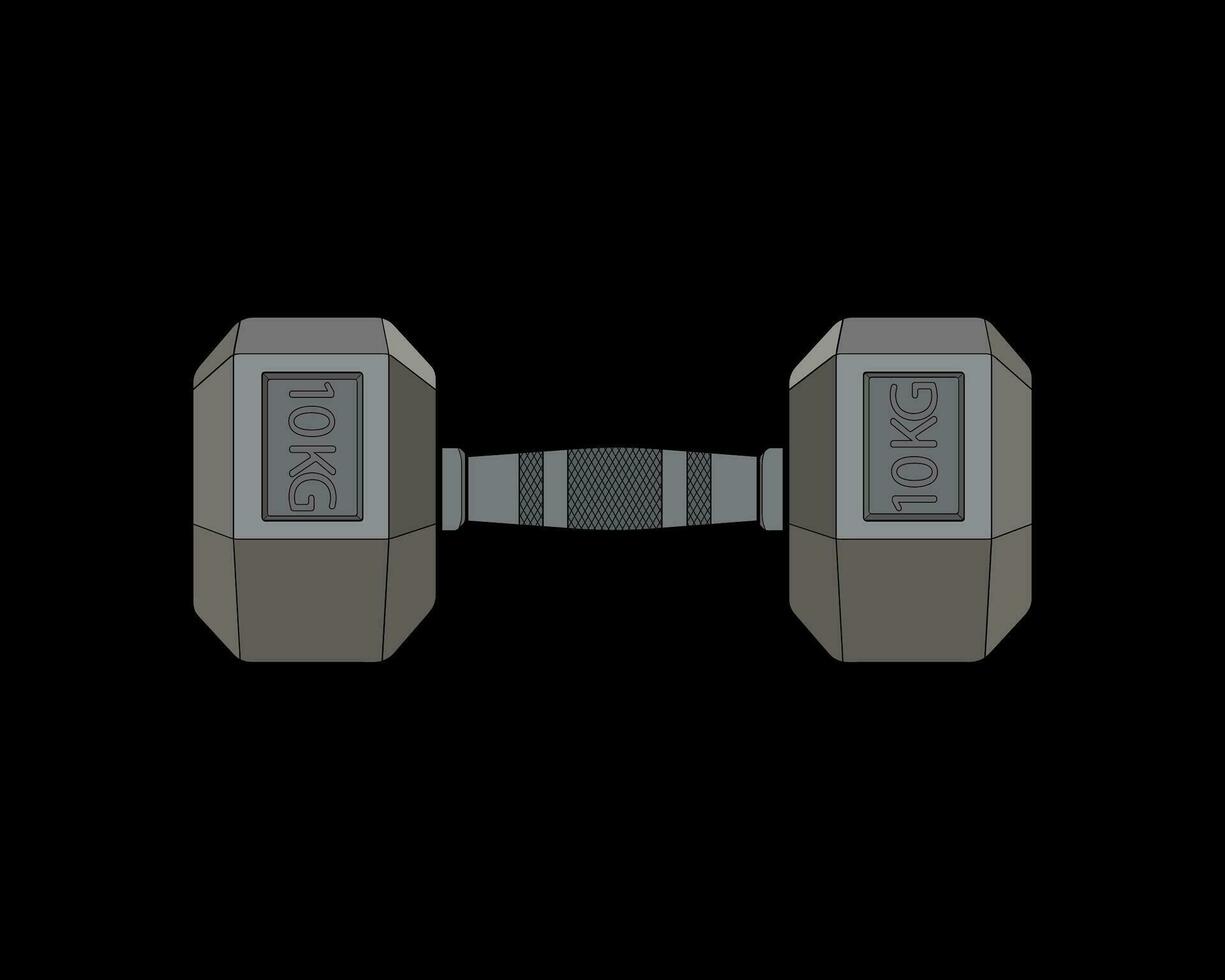 Heavy sport dumbbell for gymnastics, vector Heavy sport dumbbell isolated with black background.