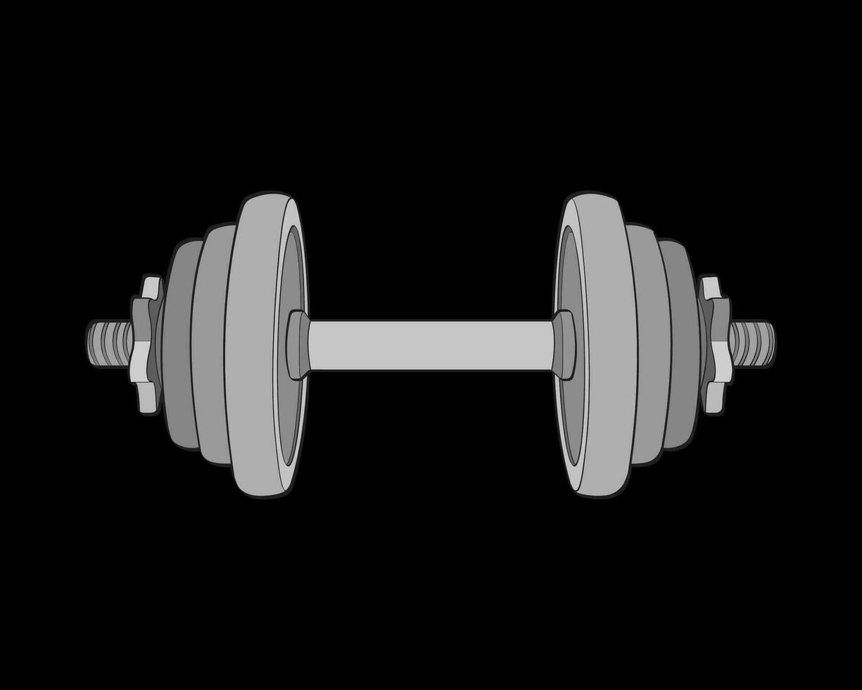 Heavy sport dumbbell for gymnastics, vector Heavy sport dumbbell isolated with black background.