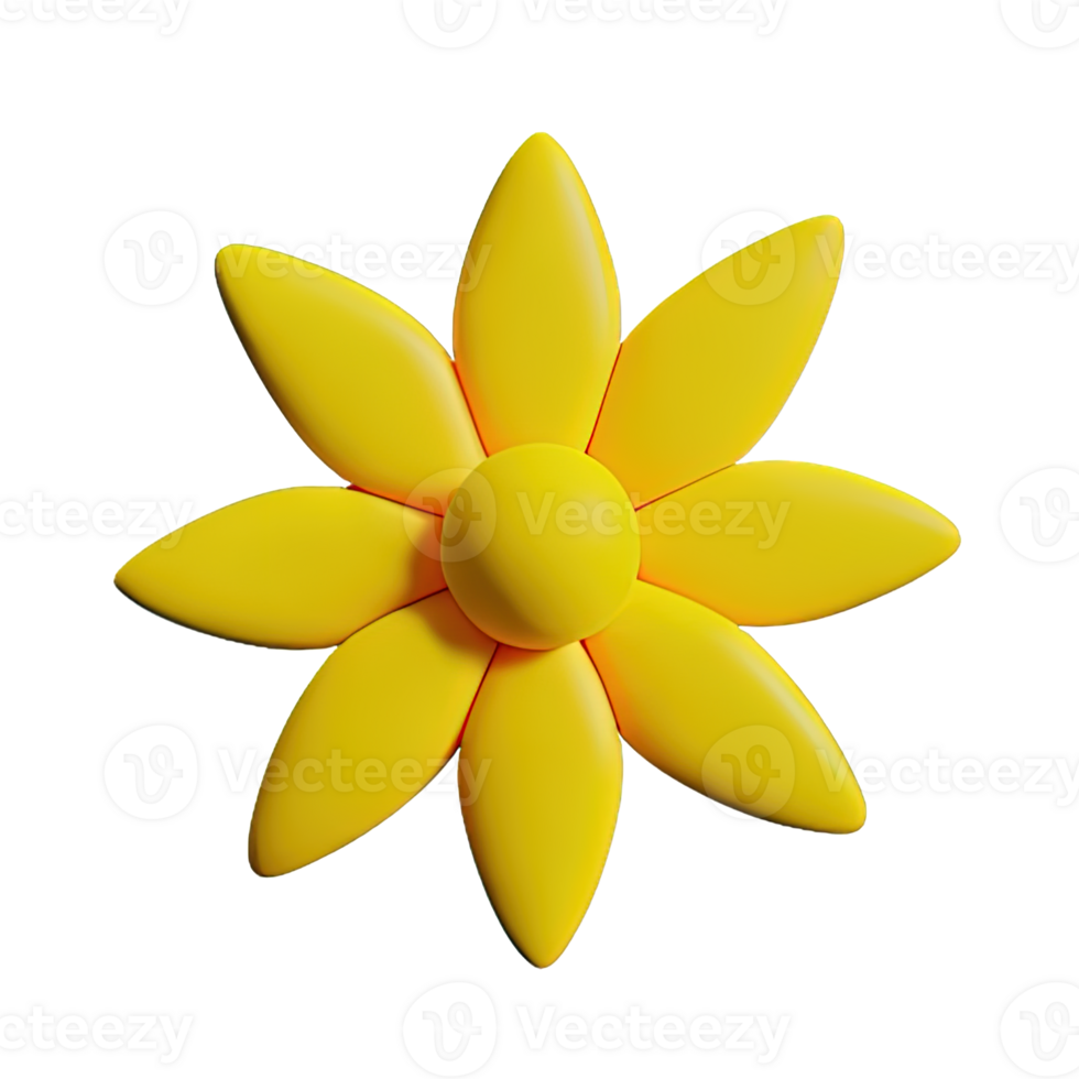 3d amarelo flor png