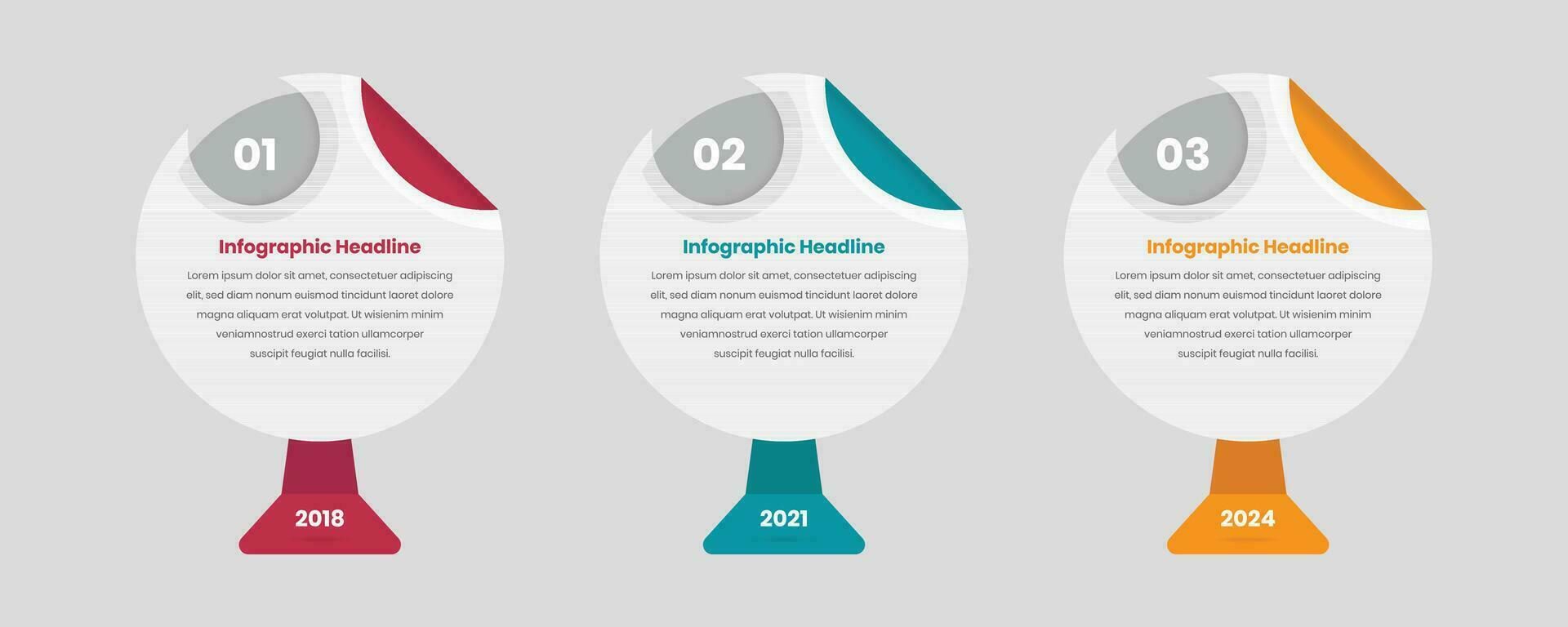 sencillo minimalista circular datos presentación pasos infografía modelo con doblada esquina vector