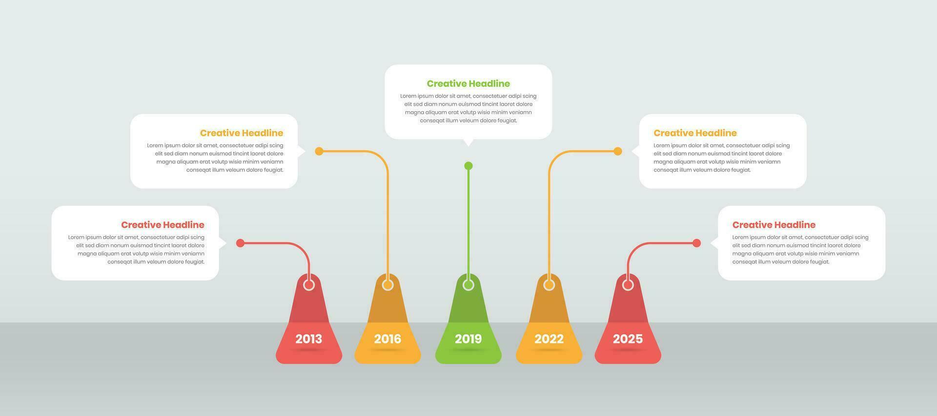 Horizontal business data presentation infographic timeline template vector