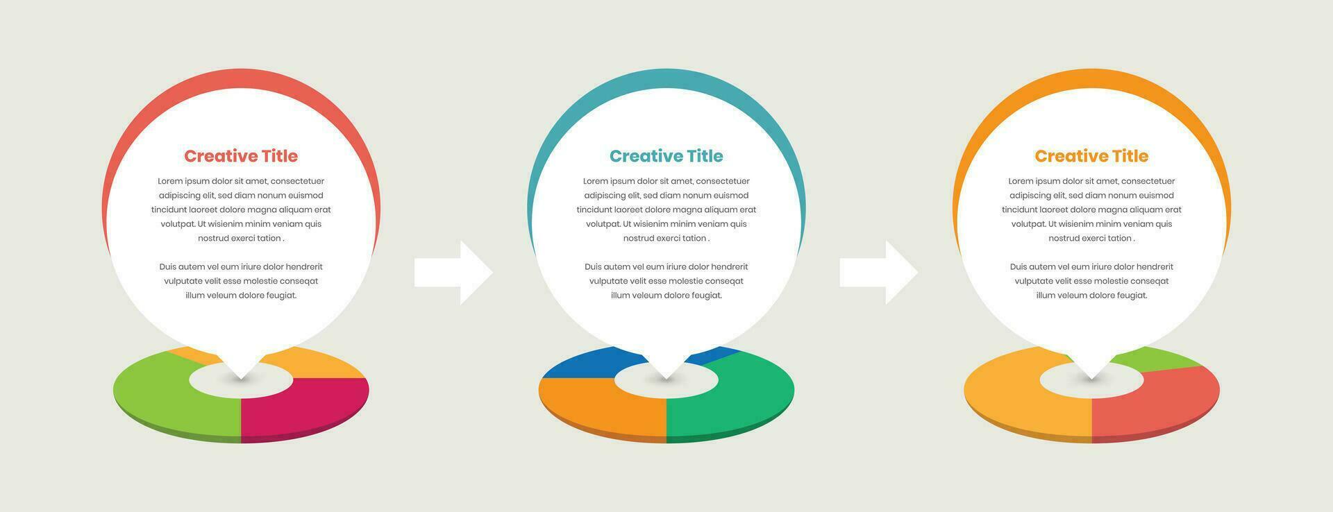 Data presentation business infographic template with perspective pie chart vector