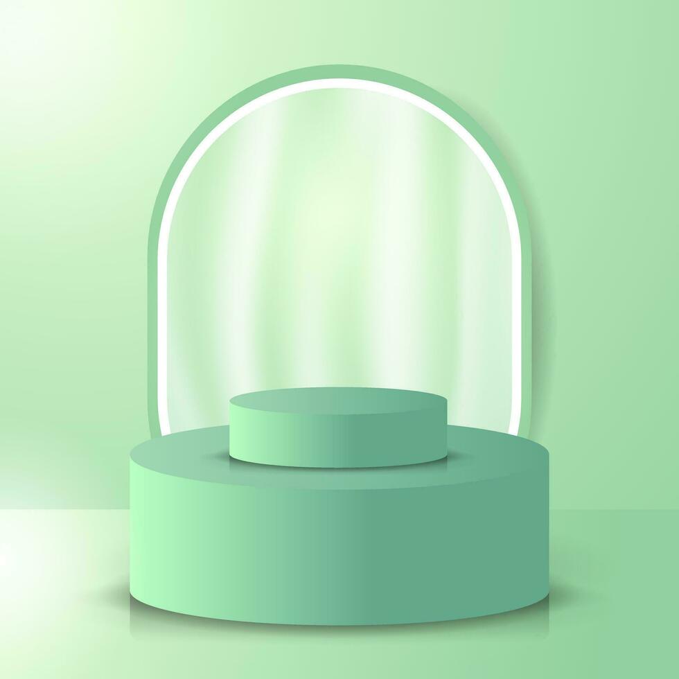 Green pastel podium vector template design