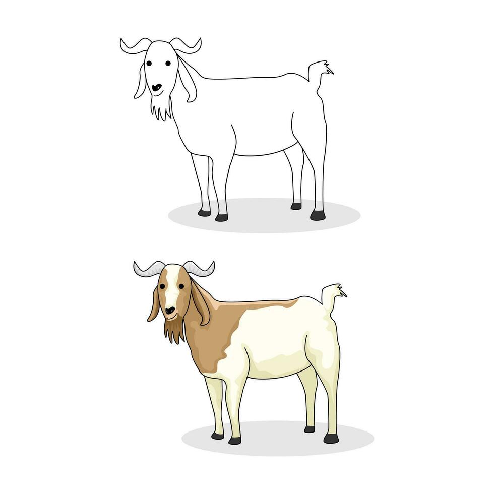 goat vector for colored book isolated on white template design