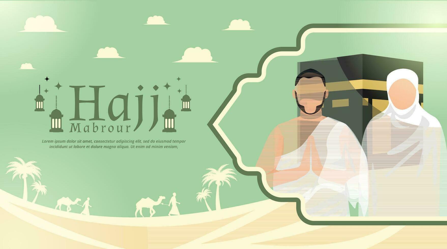 Hajj Mabrour Season and Eid al adha Islamic Artwork Template Design vector