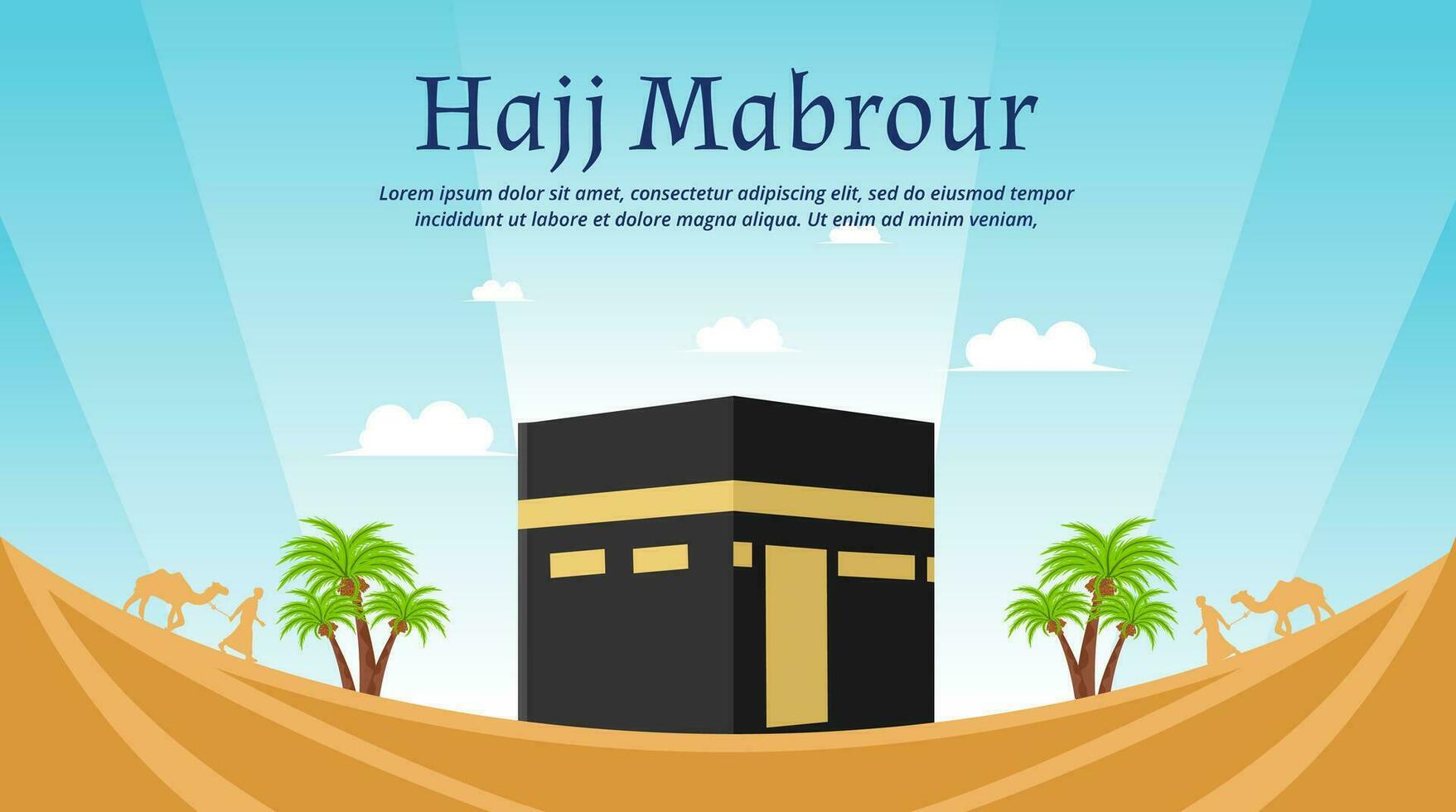 hajj mabrour template banner design with Kaaba vector artwork design