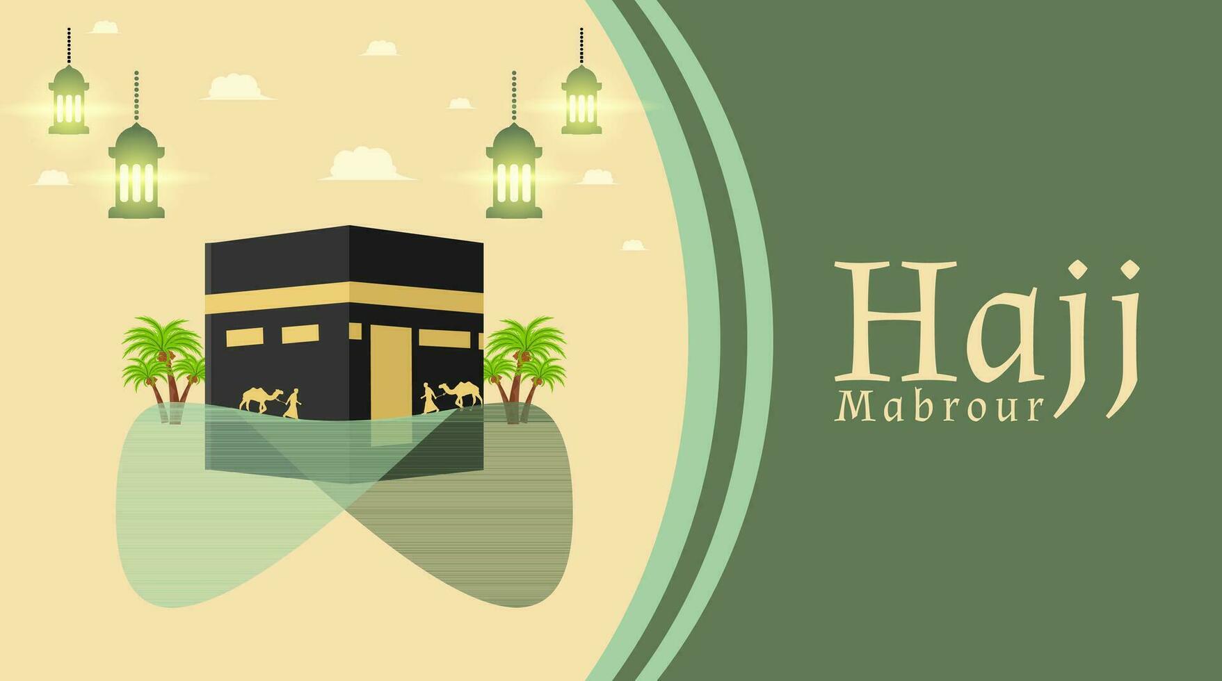 hajj mabrour template banner design with Kaaba vector artwork design