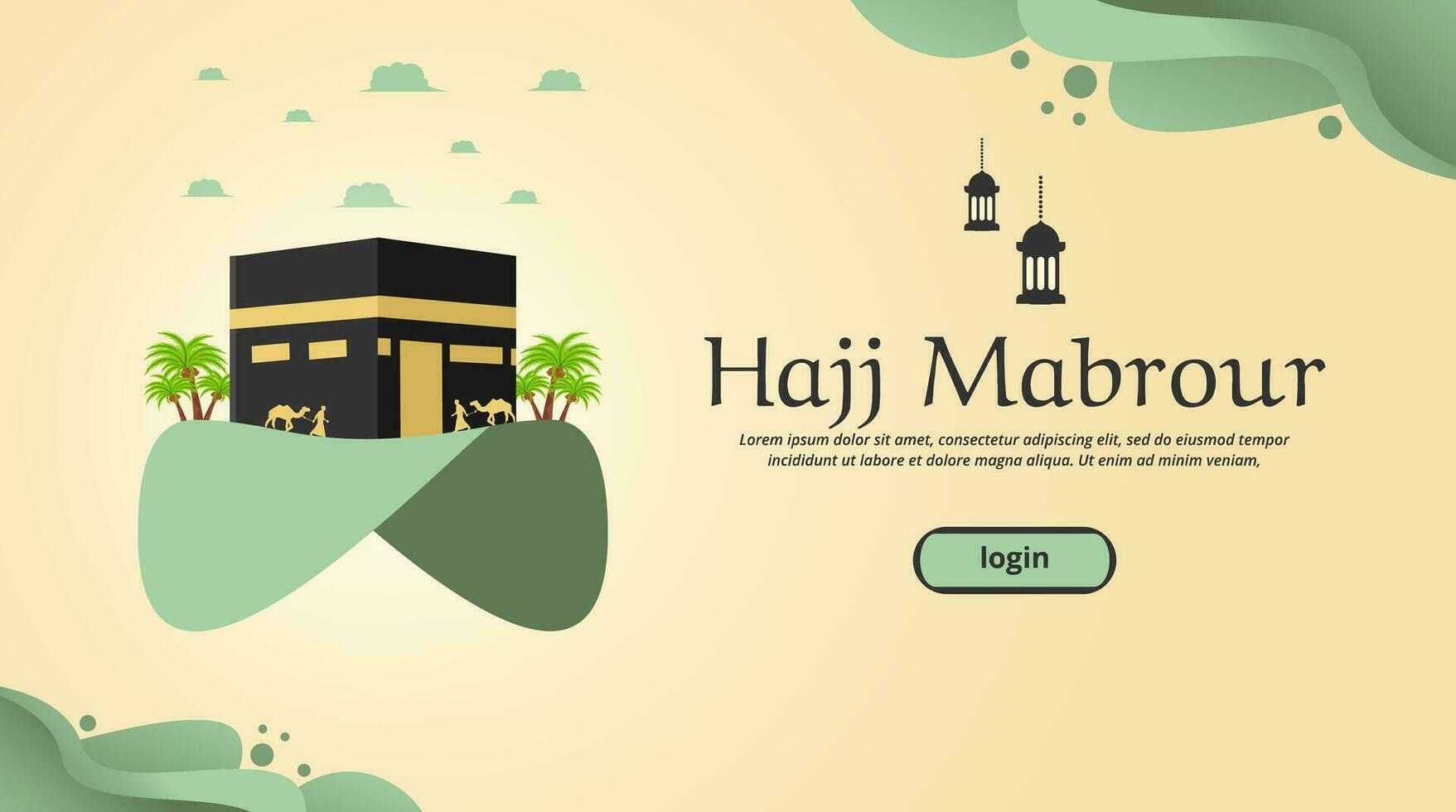 hajj mabrour template banner design with Kaaba vector artwork design