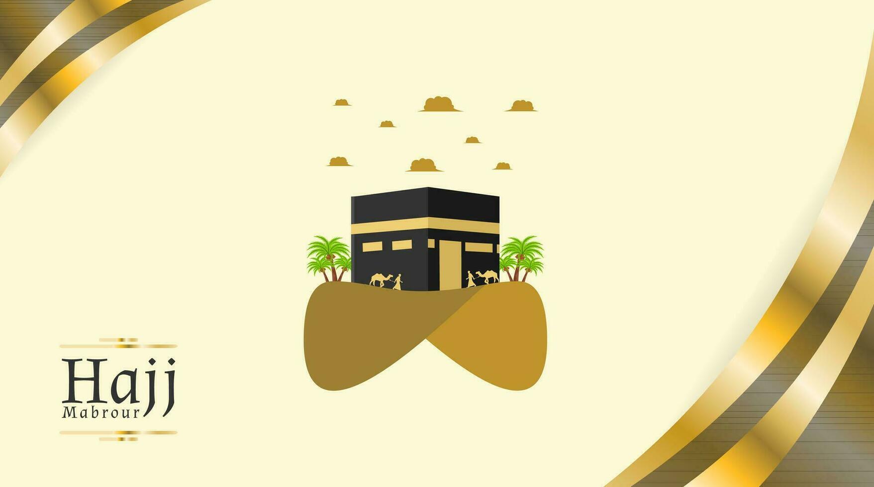 hajj mabrour template banner design with Kaaba vector artwork design