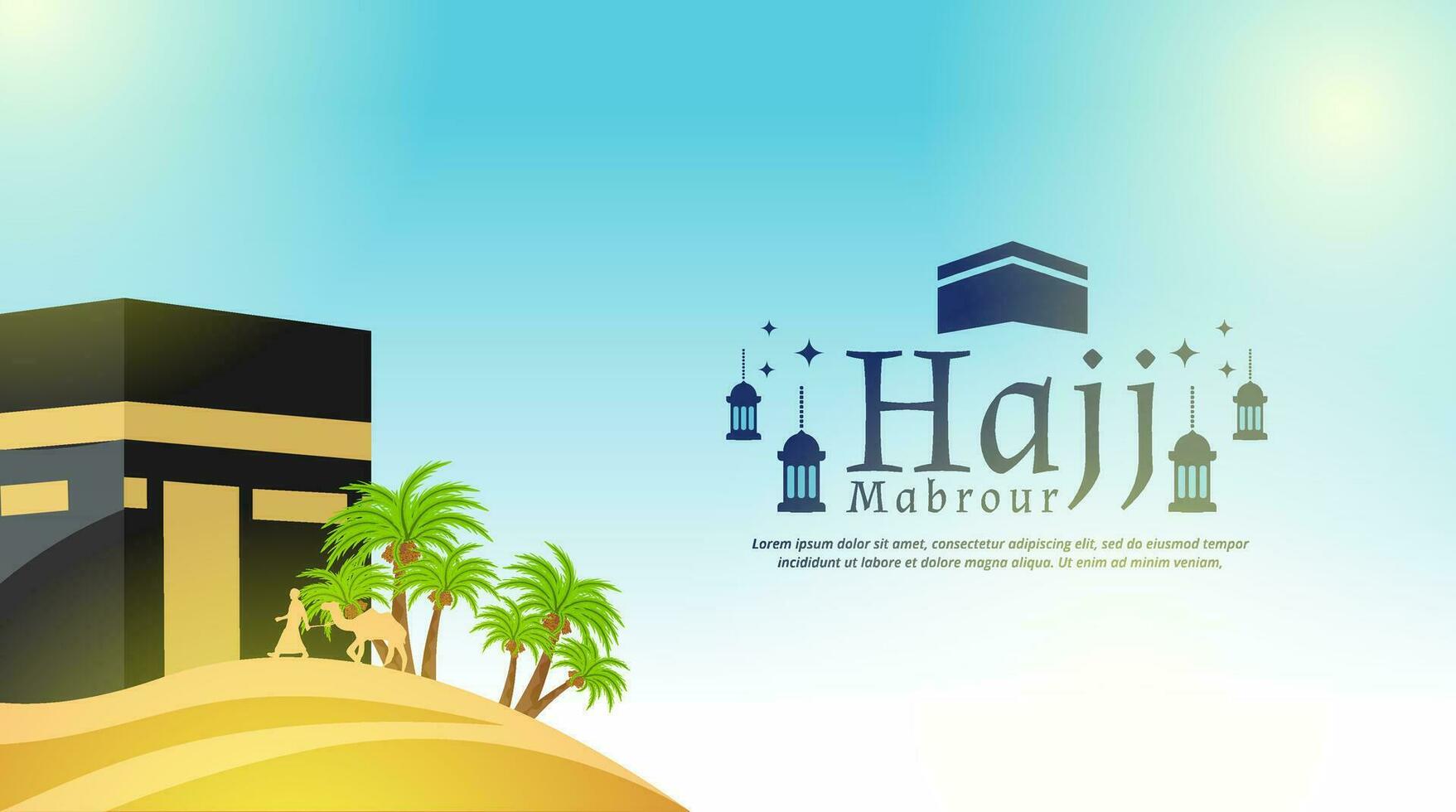 hajj mabrour template banner design with Kaaba vector artwork design