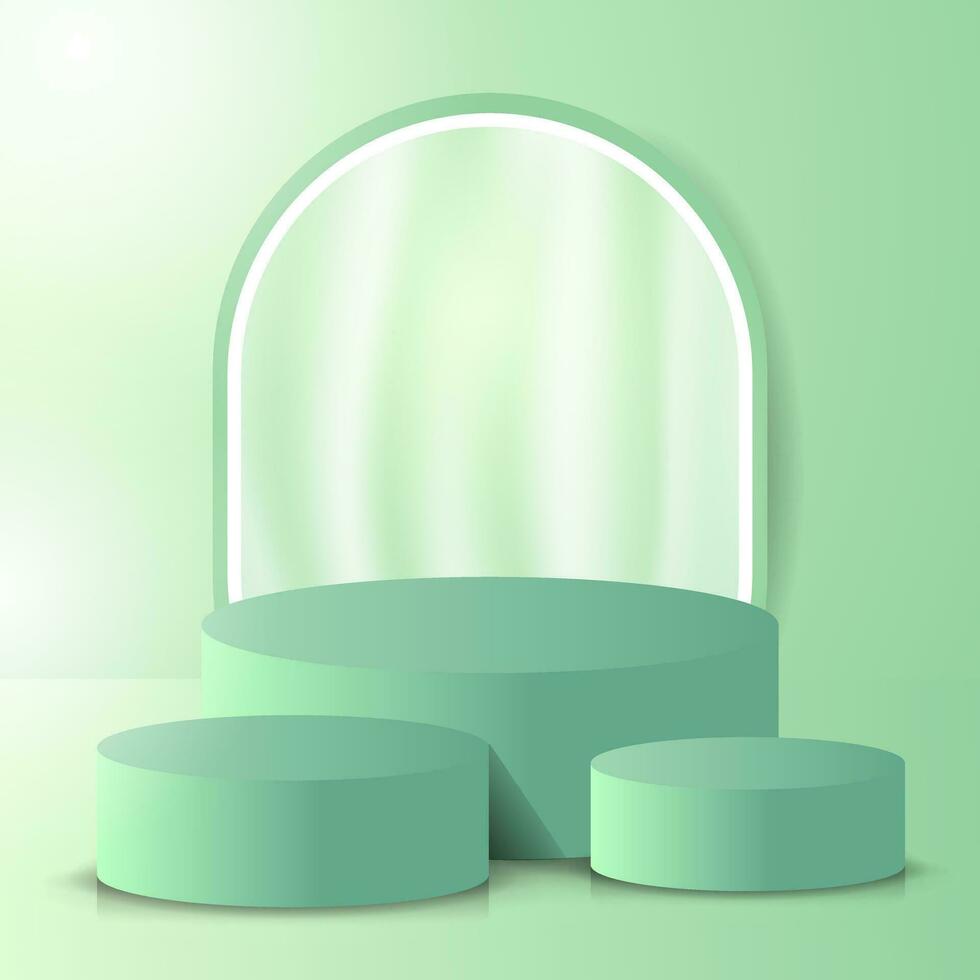 Green pastel podium vector template design