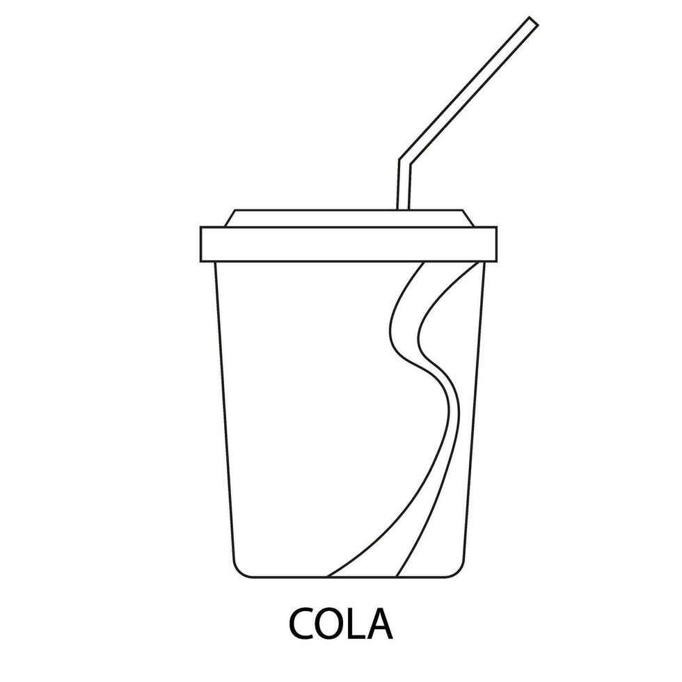 Cola Soft Drinks Carbonated Beverages with Straw Web Icons in line style. Fast Food Vector illustration.
