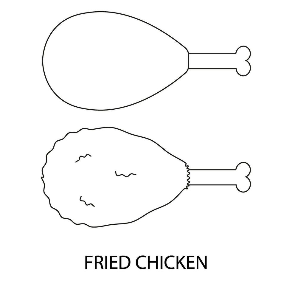 Fried Chicken and Fried Crispy Chicken Set Web Icons Fast Food in line style. Fast Food Vector illustration.