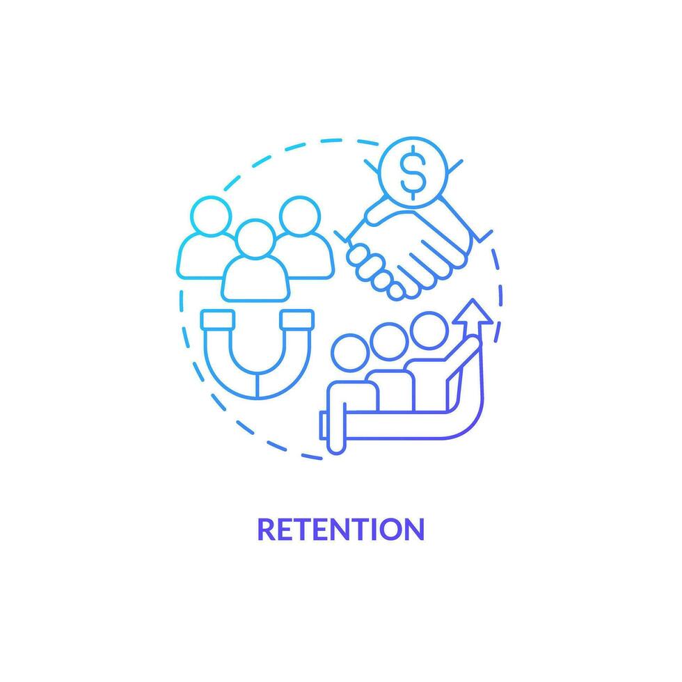 Retention blue gradient concept icon. Human resource. Job satisfaction. Customer service. Company culture. Employee engagement abstract idea thin line illustration. Isolated outline drawing vector